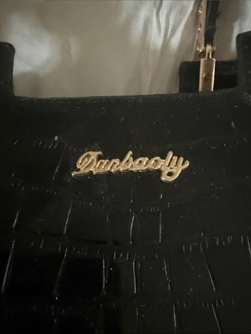 Black Croc-Embossed Top-Handle Shoulder Bag. NWOT. Never used